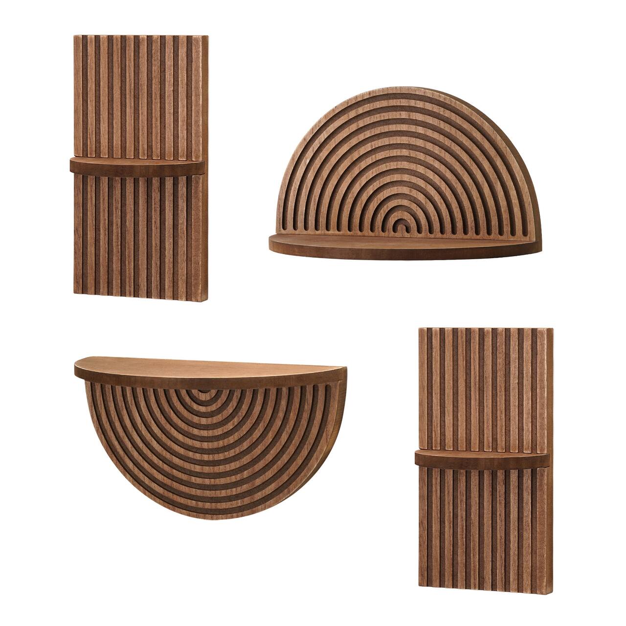 American Art Decor Half Circles Meet Right Angles 4-Piece Shelf Set - 10" x 5.5", 6.25" x 11.75"